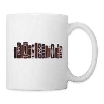 Antike braune Bücher - Tasse - Weiß - Rechts