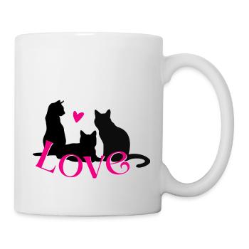 Love Cats with heart - for cat lovers - Mug - white - Right