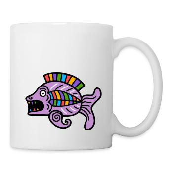 Culture des Incas, symbole du poisson - Mug blanc - blanc - Droite