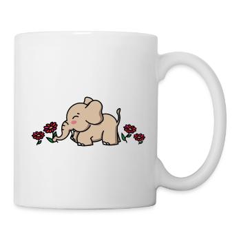 Baby Elefant Geschenk mit Blumen / elephant flower - Tasse - Weiß - Rechts