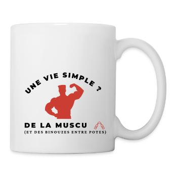 Une vie simple? De la muscu des bières entre potes - Mug blanc - blanc - Droite