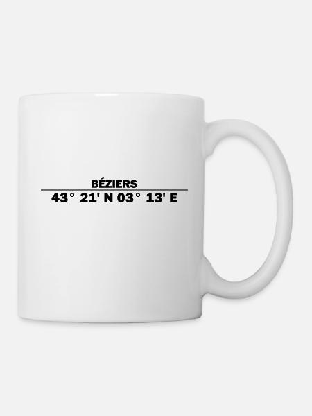 Coordonnées de Béziers - Mug blanc - blanc
