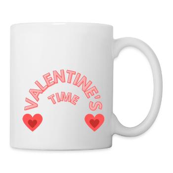 Uhrzeit zum Valentinstag - Tasse - Weiß - Rechts