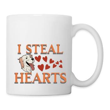 Chien avec cœur - Sweet dog collectionne les cœurs - Mug blanc - blanc - Droite