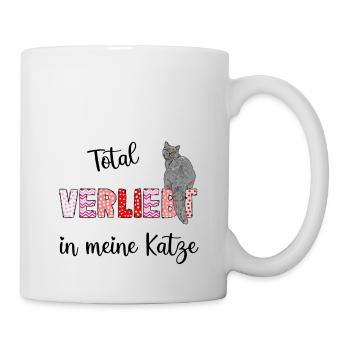 Verliebt in meine Katze, süßes Katzenmotiv - Tasse - Weiß - Rechts