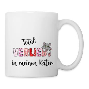 Verliebt in meinen Kater, süßes Katzenmotiv - Tasse - Weiß - Rechts