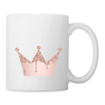 Krone Rosagold Glitter personalisierbar - Tasse - Weiß - Rechts