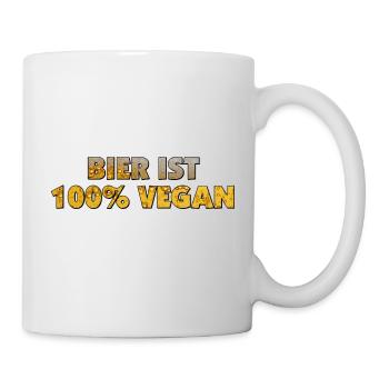Bier ist 100% vegan - Tasse - Weiß - Rechts