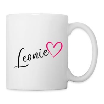 Leonie Surname First Name Heart pink - Mug - white - Right
