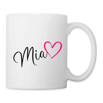 Mia Name Vorname Herz pink - Tasse - Weiß - Rechts