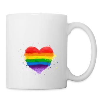 Regenbogen Herz - Tasse - Weiß - Rechts
