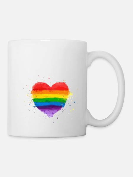 Regenbogen Herz - Tasse - Weiß