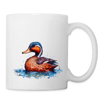 Eine schöne Ente schwimmt im See und Wasser - Tasse - Weiß - Rechts