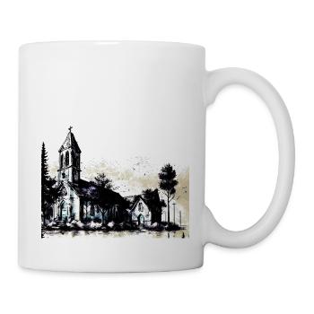 Alte Kirche in einem Dorf - Tasse - Weiß - Rechts