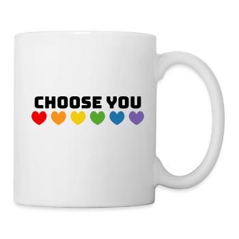 Rainbow hearts choose you black - Mug - white - Right