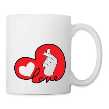 LOVE doigt coeur typo 3 - Mug blanc - blanc - Droite