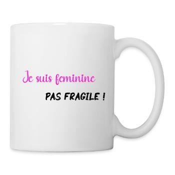 Je suis féminine pas fragile - PNK BLK - Mug blanc - blanc - Droite
