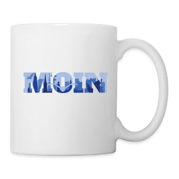 Moin Hamburg Skyline Silhouette Hafen Möwe Meer - Tasse - Weiß - Rechts