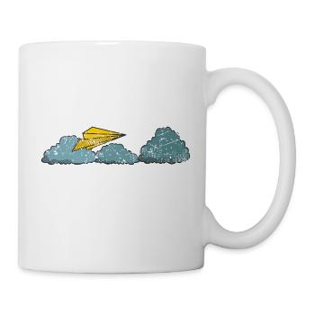 Paper airplane above the clouds - Mug - white - Right