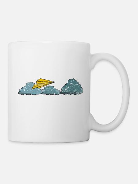 Papierflieger über den Wolken - Tasse - Weiß