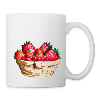 Erdbeeren Erdbeere Erdbeerkorb - Tasse - Weiß - Rechts