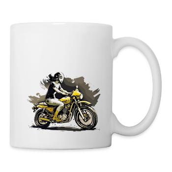Femme à moto - Mug blanc - blanc - Droite