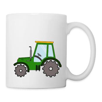 Traktorfreunde, Fahrzeug grün mit gelbem Dach - Tasse - Weiß - Rechts