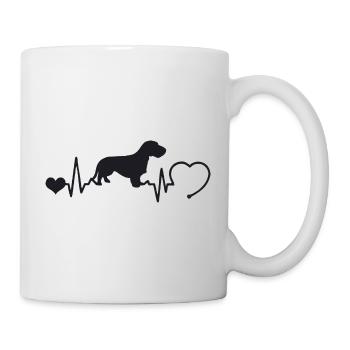 Rauhaardackel mit Herzschlag - Tasse - Weiß - Rechts