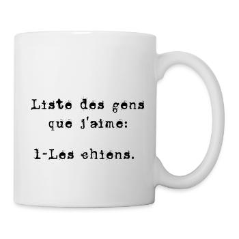 Liste des gens que j'aime les chiens - Mug blanc - blanc - Droite