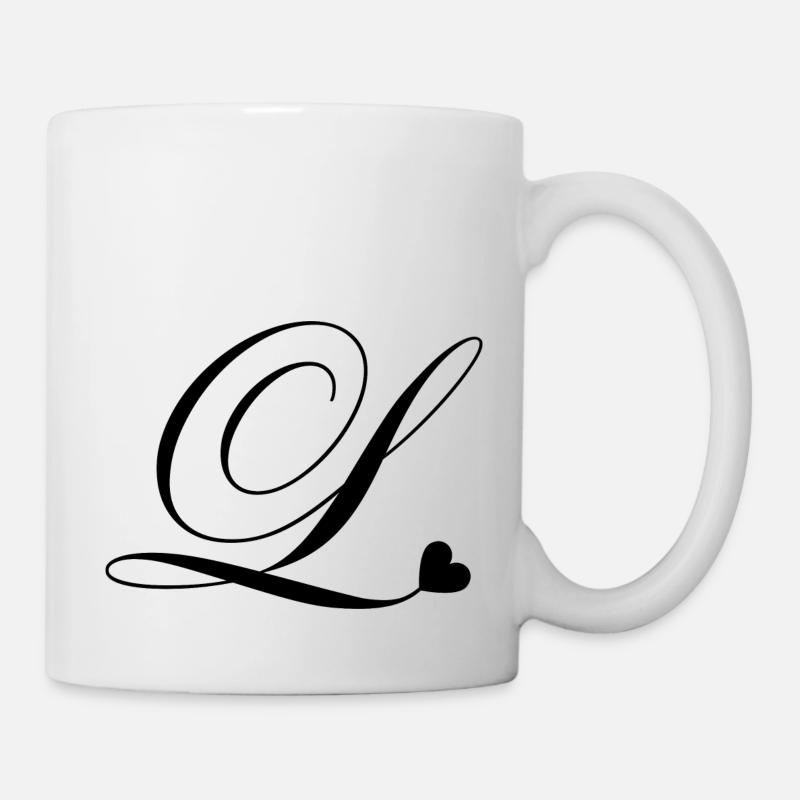 Buchstabe l Kalligraphie Herz - Tasse - Weiß