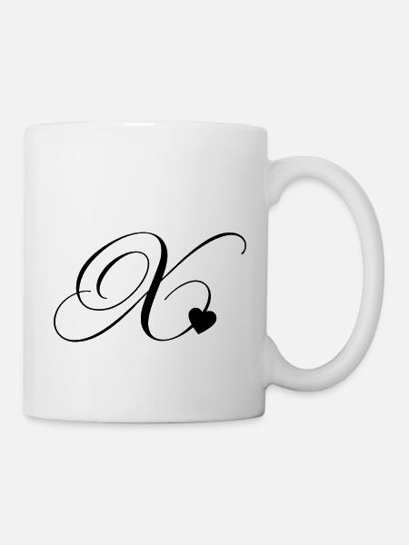 Lettre x calligraphie cœur - Mug blanc - blanc