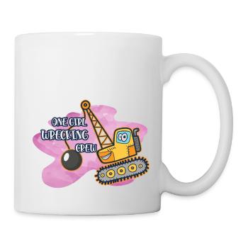 Bagger Baustelle Bauarbeiterin Mädchen I Geschenk - Tasse - Weiß - Rechts