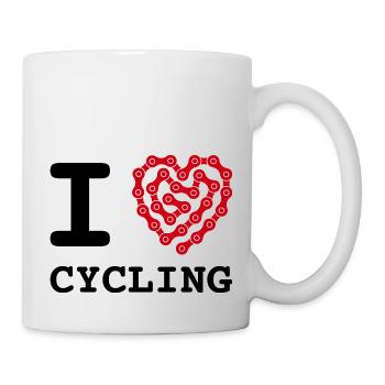 i love cycling herz fahrradkette - Tasse - Weiß - Rechts