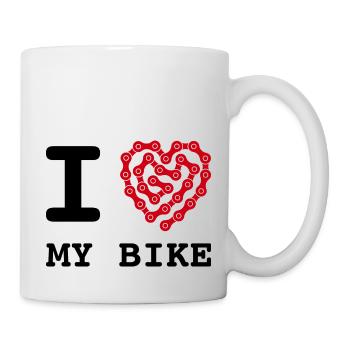J’aime ma chaîne de vélo coeur chaîne de vélo - Mug blanc - blanc - Droite