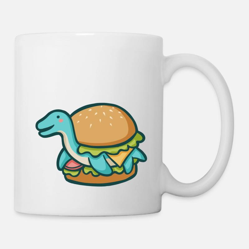 hugadino dino burger, cute dinosaur - Mug - white