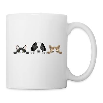 Spannender Bernhardinerwelpe und zwei niedliche Katzen - Tasse - Weiß - Rechts