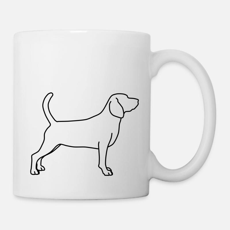 beagle lineart 1 - Tasse - Weiß