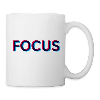FOCUS - Schriftzug -Disziplin - Zielstrebig -Ziel - Tasse - Weiß - Rechts