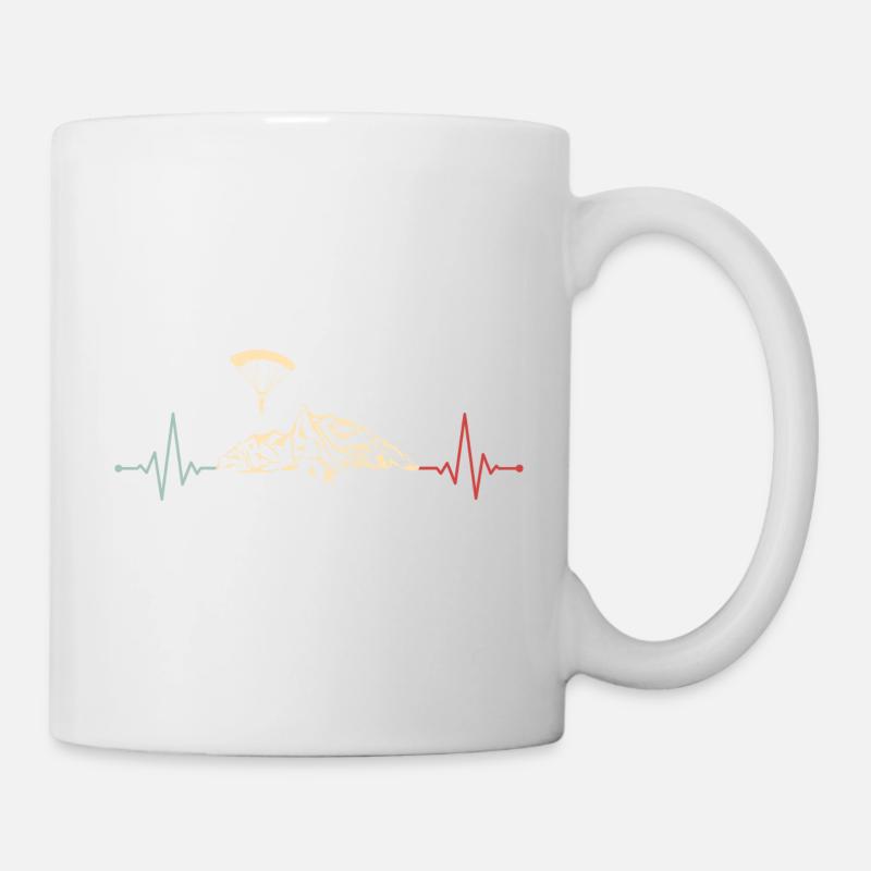 Fallschirmspringer Gleitschirm Herzschlag Retro - Tasse - Weiß