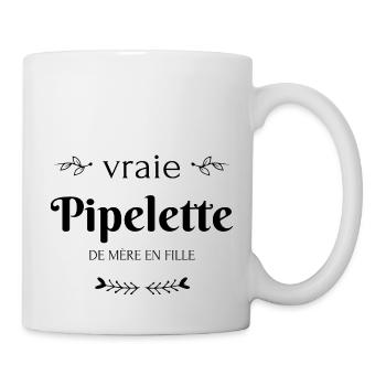 Vraie pipelette de mère en fille - Mug blanc - blanc - Droite