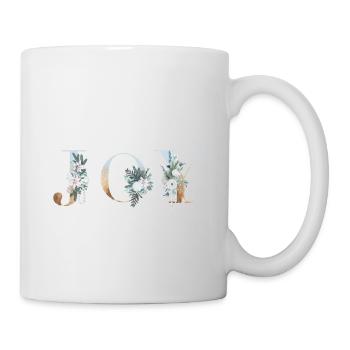 JOIE! Lettre de fleur personnalisable - Mug blanc - blanc - Droite