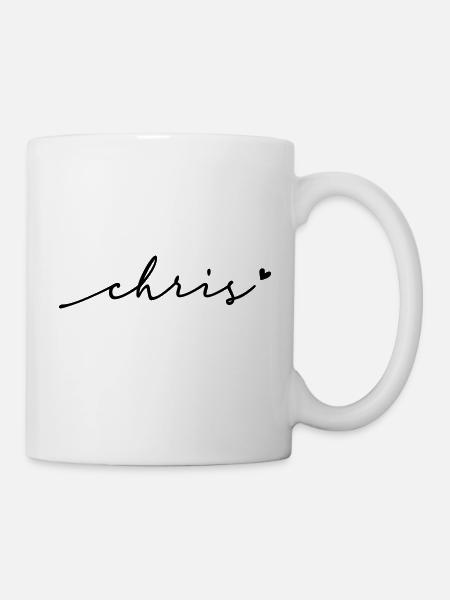 Chris Schreibschrift Name - Tasse - Weiß