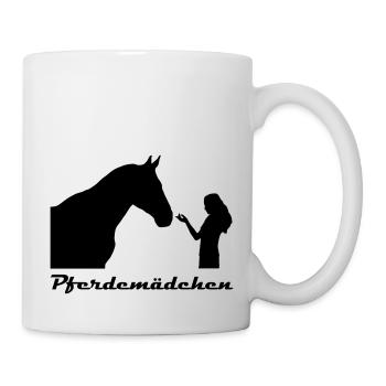 Pferdemädchen schwarz Silhouette Schriftzug - Tasse - Weiß - Rechts