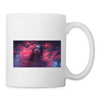 woman with mystic dolphins and fishes in the sea - Tasse - Weiß - Rechts