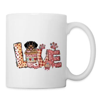 Daschund Café Amoureux Chien Maman Saint Valentin - Mug blanc - blanc - Droite