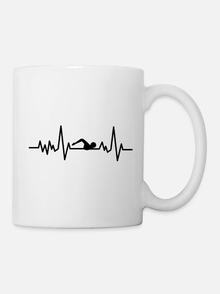 Nageurs battements de coeur nage - Mug blanc - blanc