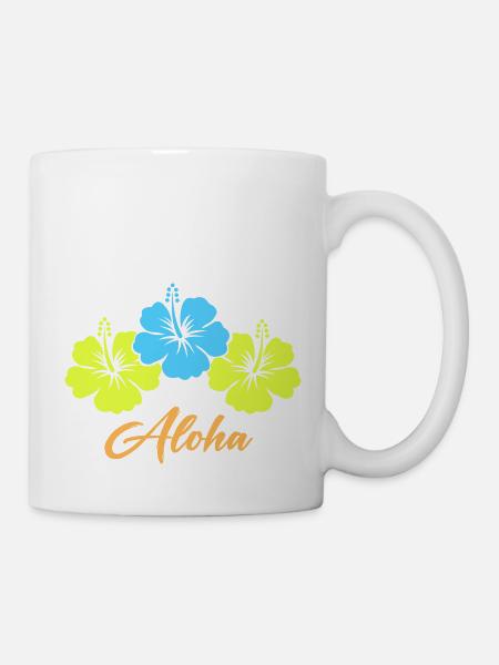blume hibiskus aloha - Tasse - Weiß