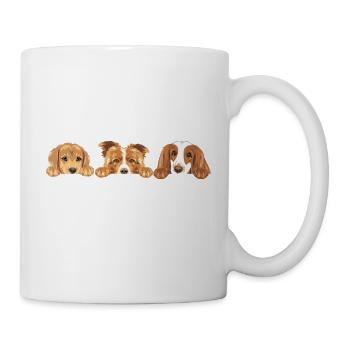 Niedliche guckende Hunde - Tasse - Weiß - Rechts
