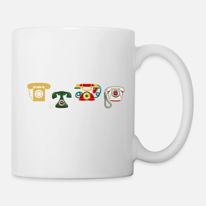 Vintage-Retro-Telefon - Tasse - Weiß