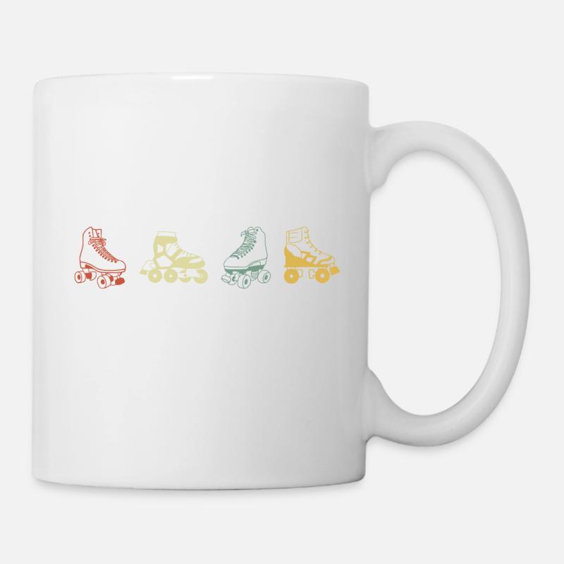 Vintage Retro Rollschuh - Tasse - Weiß